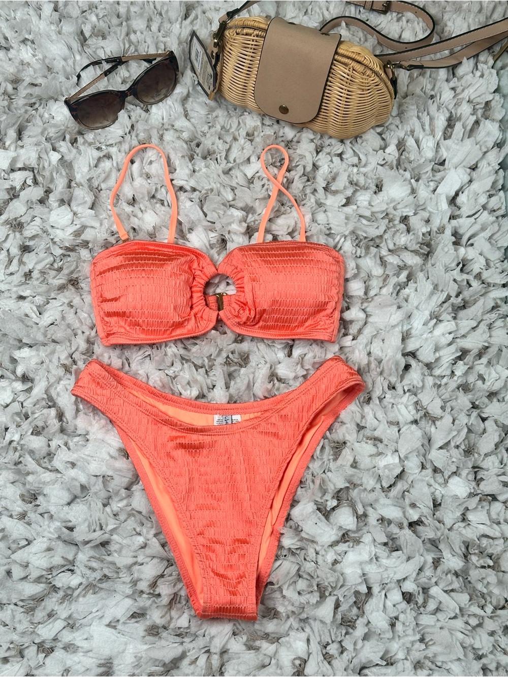 Isabella Rose Coral Textured Bikini Set Size M NWT